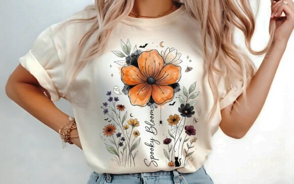 Download Boho Floral Halloween T-shirt Design Png - Design Collection